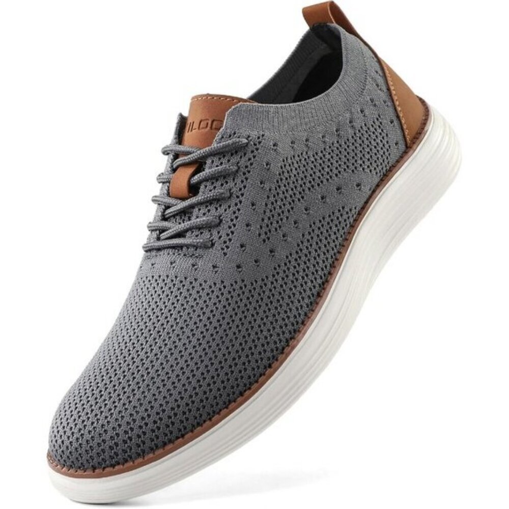 🆕VILOCY Men's Grey Casual Dress Oxfords Business Mesh Breathable Sneakers
